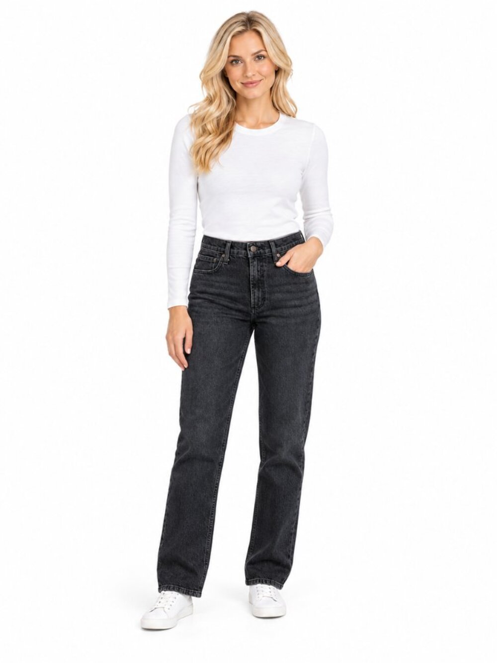 Kirkland Washed Black High Rise Straight Jeans 12 NWT